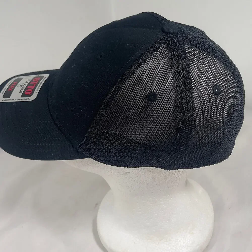Hole in the Wall Black Flexible Fit L/XL Cap Embroidered White Logo OTTO Trucker